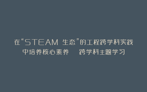 在“STEAM 生态”的工程跨学科实践中培养核心素养 | 跨学科主题学习