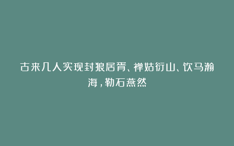 古来几人实现封狼居胥、禅姑衍山、饮马瀚海,勒石燕然