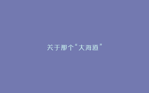 关于那个“大海道”