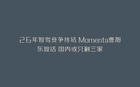 26年智驾竞争终结?Momenta曹旭东放话:国内或只剩三家