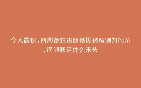 令人震惊,西周姬姓贵族基因被检测为N系,这到底是什么来头?