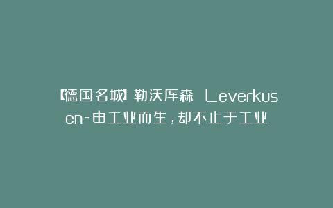 【德国名城】勒沃库森 Leverkusen-由工业而生,却不止于工业