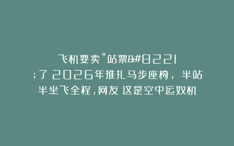 飞机要卖”站票”了？2026年推扎马步座椅,​​半站半坐飞全程，网友：这是空中运奴机