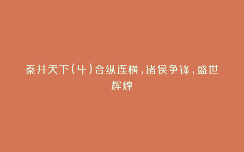 秦并天下(4)合纵连横,诸侯争锋,盛世辉煌