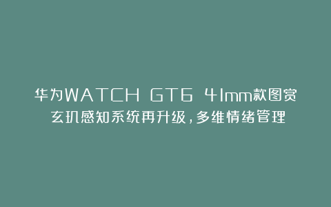 华为WATCH GT6 41mm款图赏:玄玑感知系统再升级,多维情绪管理