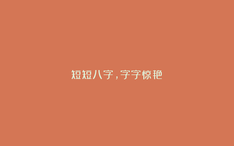短短八字，字字惊艳！
