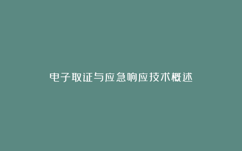电子取证与应急响应技术概述