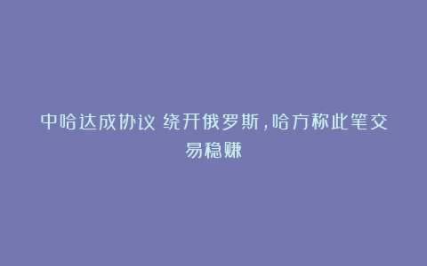 中哈达成协议!绕开俄罗斯,哈方称此笔交易稳赚