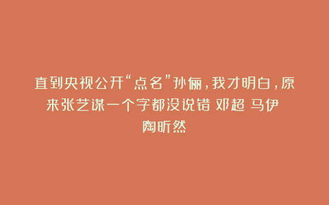 直到央视公开“点名”孙俪，我才明白，原来张艺谋一个字都没说错|邓超|马伊琍|陶昕然