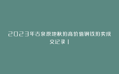 2023年古泉原地秋拍高价值铜钱拍卖成交记录（1）