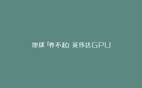 地球「养不起」英伟达GPU