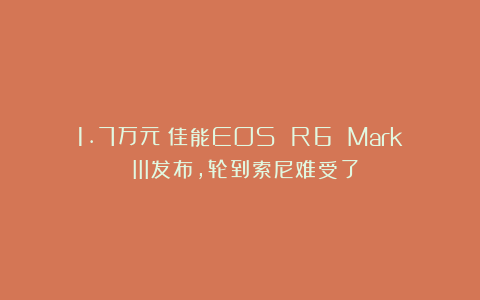 1.7万元！佳能EOS R6 Mark III发布，轮到索尼难受了？