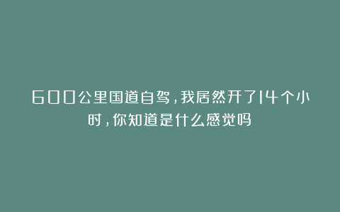 600公里国道自驾，我居然开了14个小时，你知道是什么感觉吗？