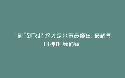 “刷”到飞起！这才是米芾最癫狂、最解气的神作《舞鹤赋》！