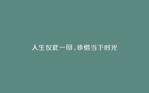 人生仅此一回，珍惜当下时光