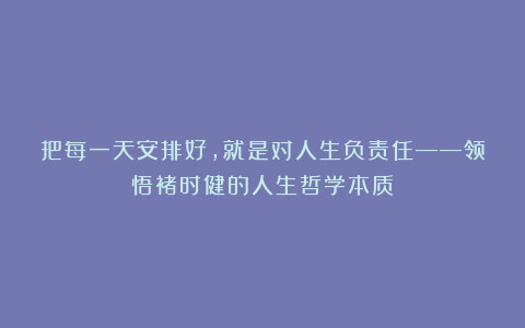 把每一天安排好，就是对人生负责任——领悟褚时健的人生哲学本质