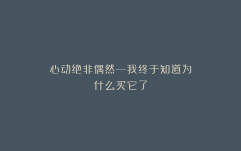 心动绝非偶然—我终于知道为什么买它了