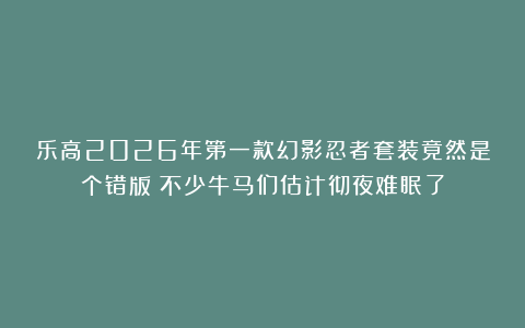 乐高2026年第一款幻影忍者套装竟然是个错版！不少牛马们估计彻夜难眠了