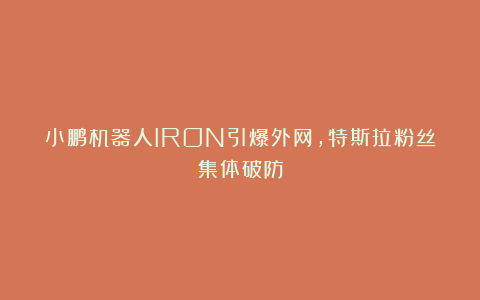 小鹏机器人IRON引爆外网，特斯拉粉丝集体破防