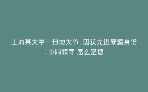 上海某大学一扫地大爷，因获先进暴露身份，市局领导：怎么是您？