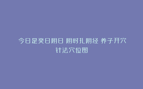 →今日是癸日阴日：阴时扎阴经：养子开穴针法穴位图