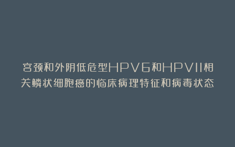 宫颈和外阴低危型HPV6和HPV11相关鳞状细胞癌的临床病理特征和病毒状态