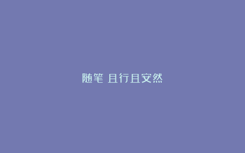 随笔：且行且安然