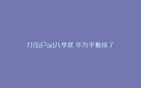 力压iPad八季度！华为平板成了？