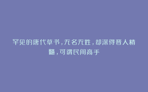 罕见的唐代草书,无名无姓,却深得晋人精髓,可谓民间高手