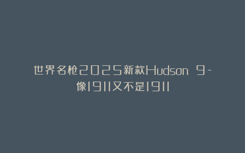 世界名枪2025新款Hudson 9-像1911又不是1911