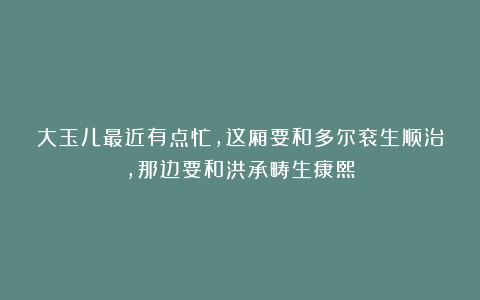 大玉儿最近有点忙，这厢要和多尔衮生顺治，那边要和洪承畴生康熙