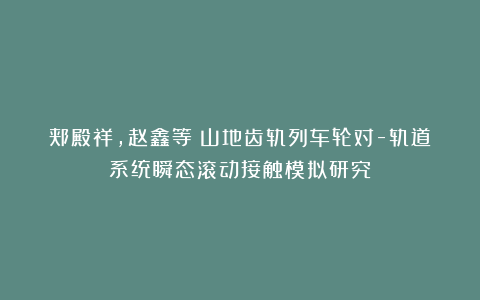 郏殿祥，赵鑫等：山地齿轨列车轮对-轨道系统瞬态滚动接触模拟研究