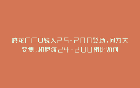 腾龙FE口镜头25-200登场，同为大变焦，和尼康24-200相比如何？