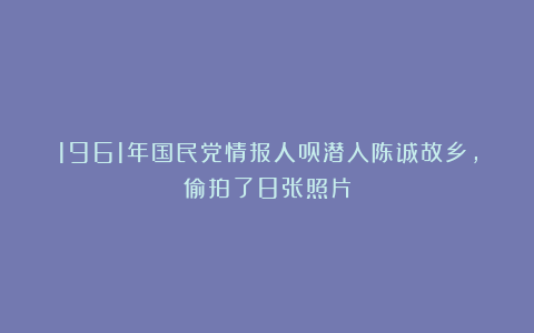 1961年国民党情报人员潜入陈诚故乡,偷拍了8张照片