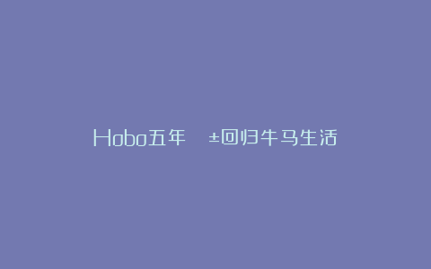 Hobo五年｜🧱回归牛马生活