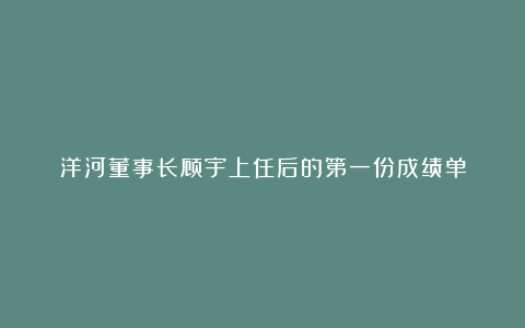 洋河董事长顾宇上任后的第一份成绩单