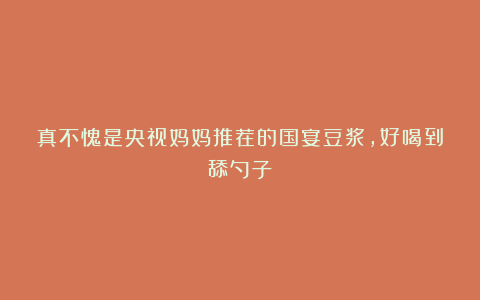 真不愧是央视妈妈推荐的国宴豆浆，好喝到舔勺子！