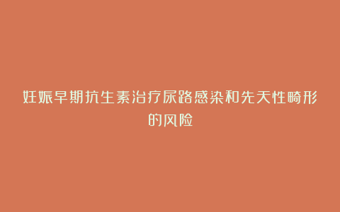 妊娠早期抗生素治疗尿路感染和先天性畸形的风险