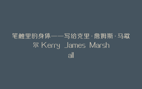 笔触里的身体——写给克里·詹姆斯·马歇尔|Kerry James Marshall