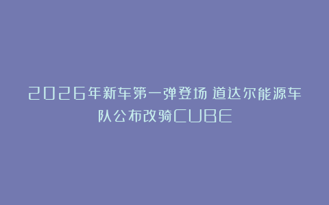 2026年新车第一弹登场！道达尔能源车队公布改骑CUBE