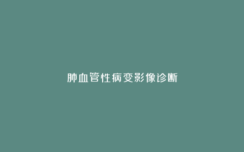 肺血管性病变影像诊断