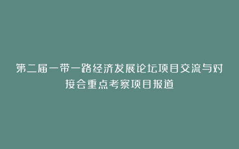 第二届一带一路经济发展论坛项目交流与对接会重点考察项目报道