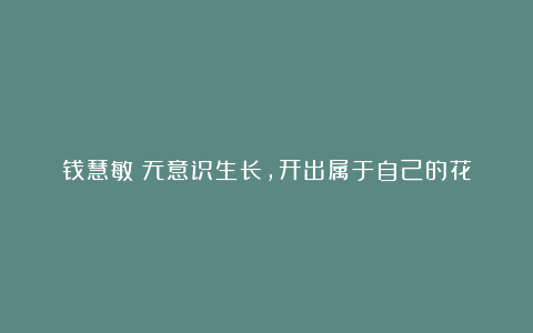 钱慧敏｜无意识生长，开出属于自己的花