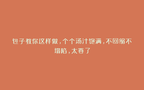 包子教你这样做,个个汤汁饱满,不回缩不塌陷,太香了