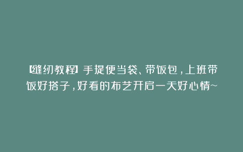 【缝纫教程】手提便当袋、带饭包，上班带饭好搭子，好看的布艺开启一天好心情~
