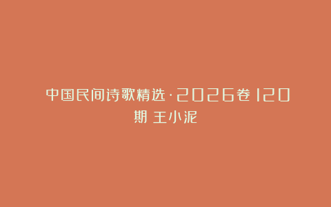 《中国民间诗歌精选·2026卷》120期:王小泥