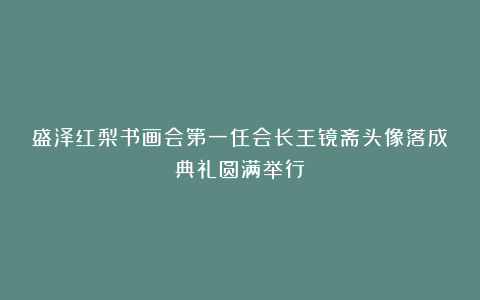 盛泽红梨书画会第一任会长王镜斋头像落成典礼圆满举行