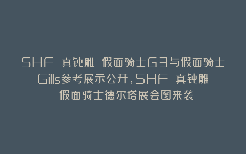 SHF 真骨雕 假面骑士G3与假面骑士Gills参考展示公开，SHF 真骨雕 假面骑士德尔塔展会图来袭