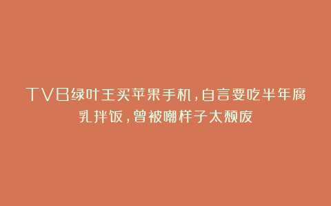 TVB绿叶王买苹果手机,自言要吃半年腐乳拌饭,曾被嘲样子太颓废