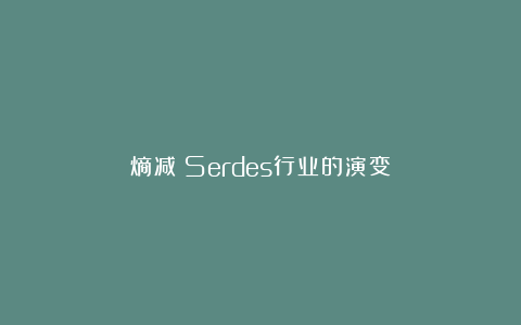 熵减：Serdes行业的演变